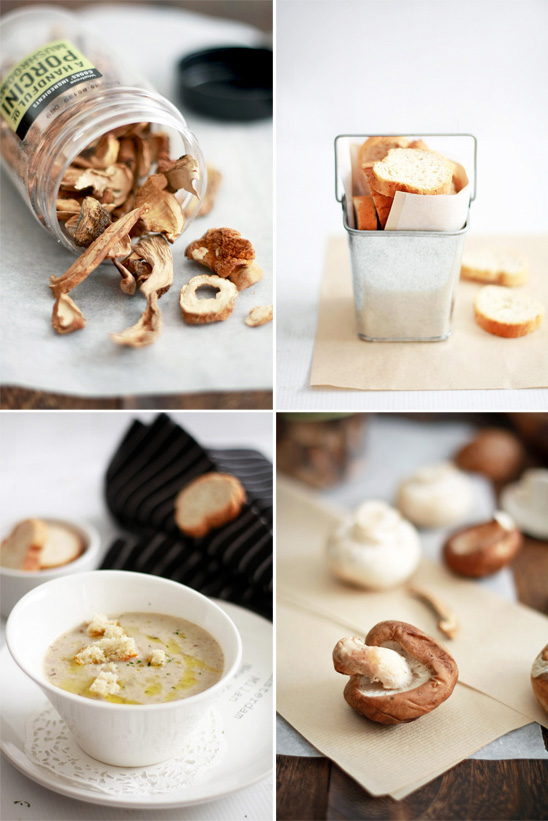 Mushroom Soup With Truffle Oil & Croutons