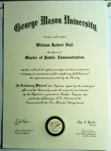 My George Mason University Masters Degree in Public Administration