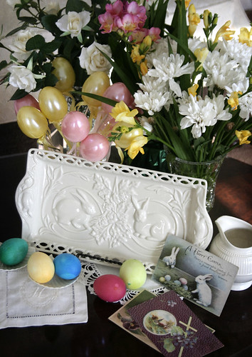 Easter Plate and Vintage Post Cards