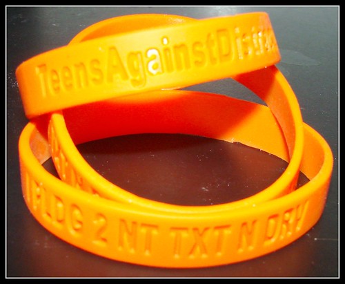 free Teens Against Distracted Driving pledge bracelets 