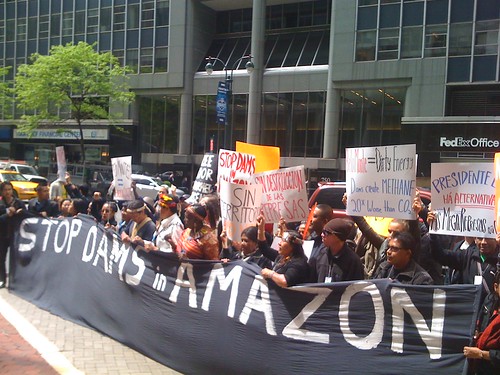 Indigenous support in NYC against Belo Monte Dam in Brazil