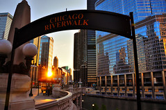 Chicago Riverwalk Sunset in HDR