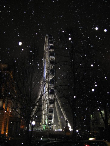 Belfast Wheel in the Snow at Night