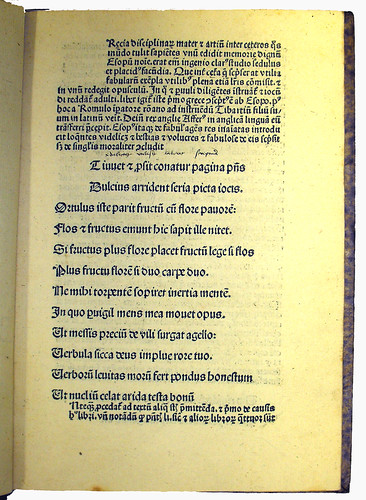First Page of Text from 'Aesopus Moralisatus'