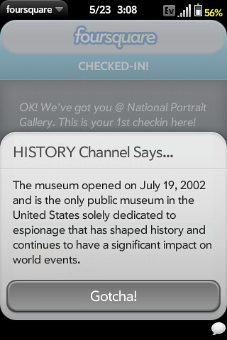 History Channel factoid about the International Spy Museum