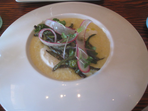 Ubuntu - Napa, California - Inside Out Grits Cooked with Goat's Whey, Blistered Padrones and Beans