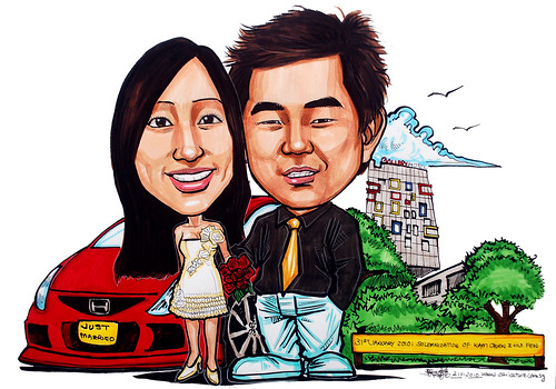 wedding couple caricatures @ Gallery Hotel
