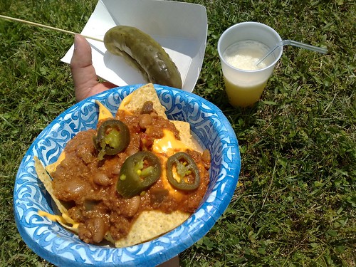 Nachos, pickles and pineapple smoothies