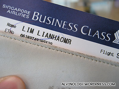 Business Class ticket - woohoo!