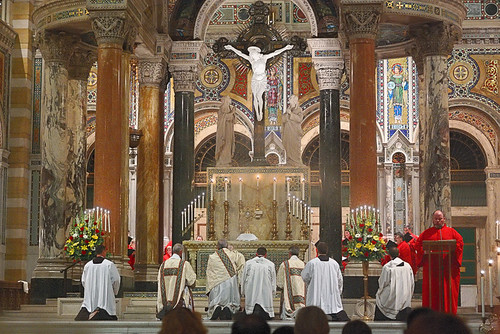Cathedral Basilica of Saint Louis, in Saint Louis, Missouri, USA - Corpus Christi Procession - benediction in Cathedral