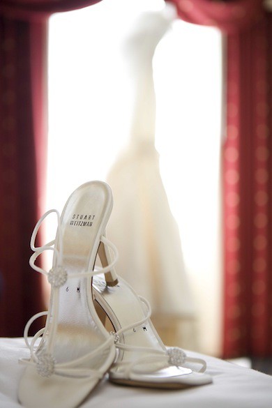 Wedding shoes with high heel sandal style beads