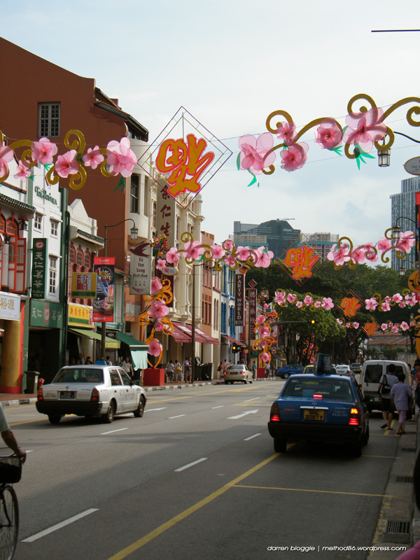 Flowers decoration for chinese new year along chinatown