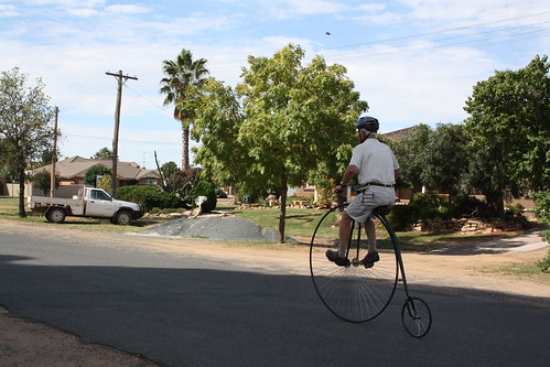 Dad riding Penny Farthing