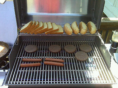 Hamburgers And Hotdogs On The New Weber Grill