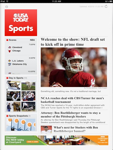 USA TODAY for iPad Sports section