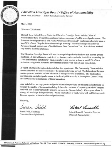 May 2009 letter to Oklahoma Citizens