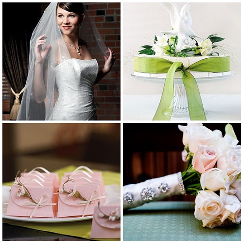 Bridal veil Wedding cake topper Favor boxes Wrapped bridal bouquet