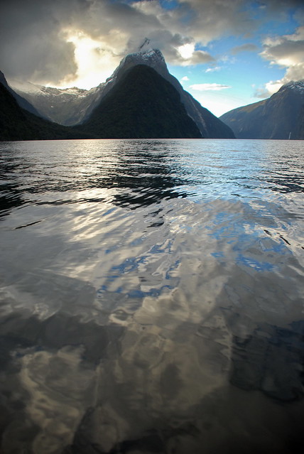 Dusk at Milford Sound from Kayak