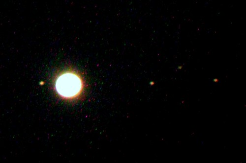 Jupiter and Galilean Moons
Sep 3 1999 06:38:31 AM EDT
1/2 sec exposure, C2000 set at maximum focal length