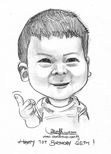 baby caricature in pencil