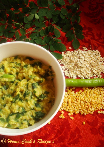 Oats with Dal and Greens