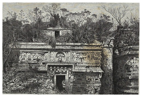 025-Fachada del palacio de las monjas en Chichen-Iza-Les Anciennes Villes du nouveau monde-1885- Désiré Charnay