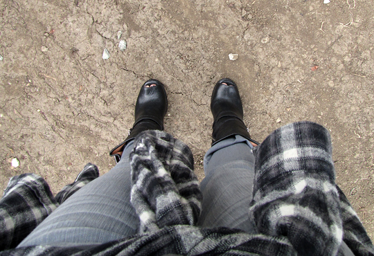 michael kors boots+gray jeans