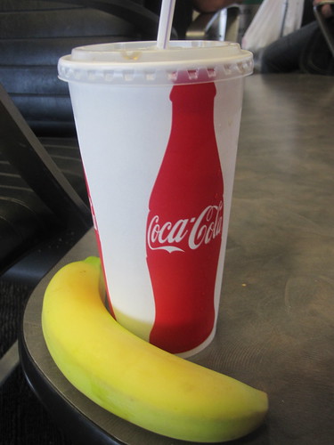 Diet Coke and banana at the airport café - $3.75