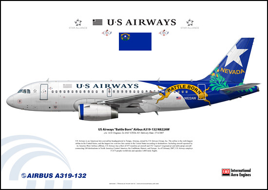 US Airways "Battle Born" Airbus A319-132 N822AW