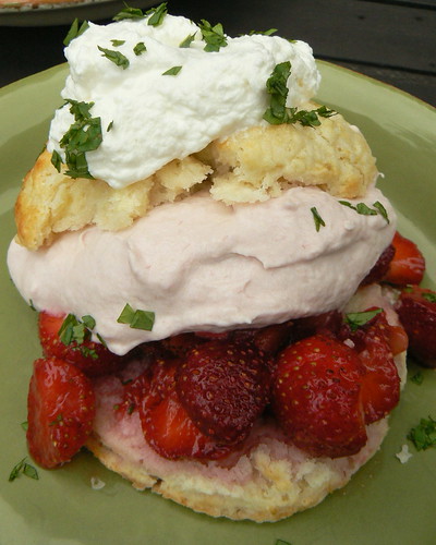 Strawberry shortcake w/ rhubarb fluff