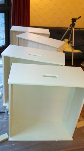 Drawers with second coat of paint