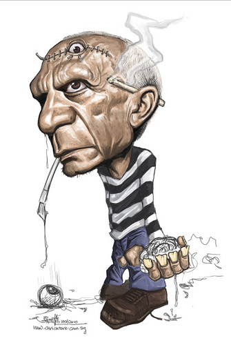 digital caricature of Pablo Picasso - 3 small