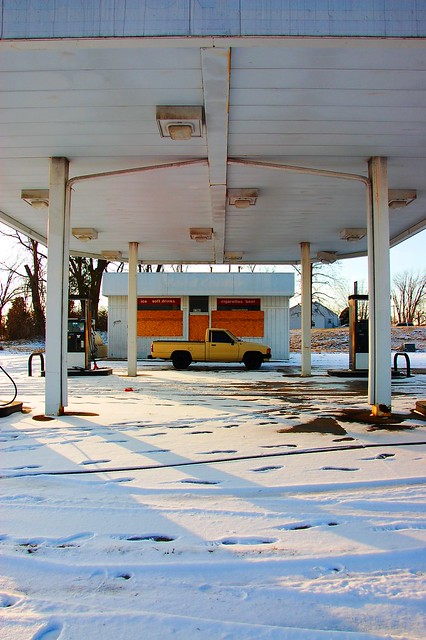 snow abandoned station truck japanese footprints pickup gas toyota 1985 fuel