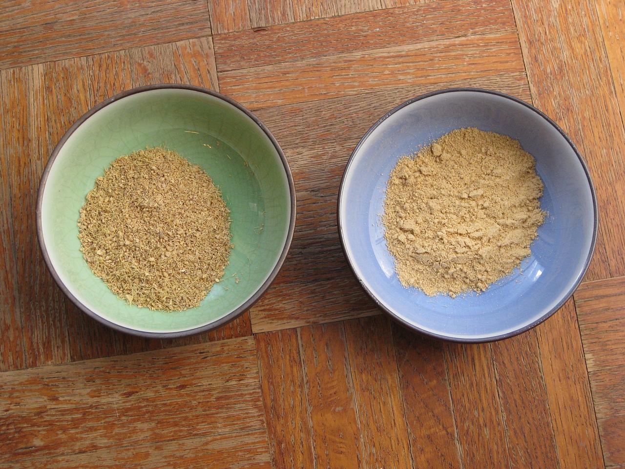 pounded ginger in bowls