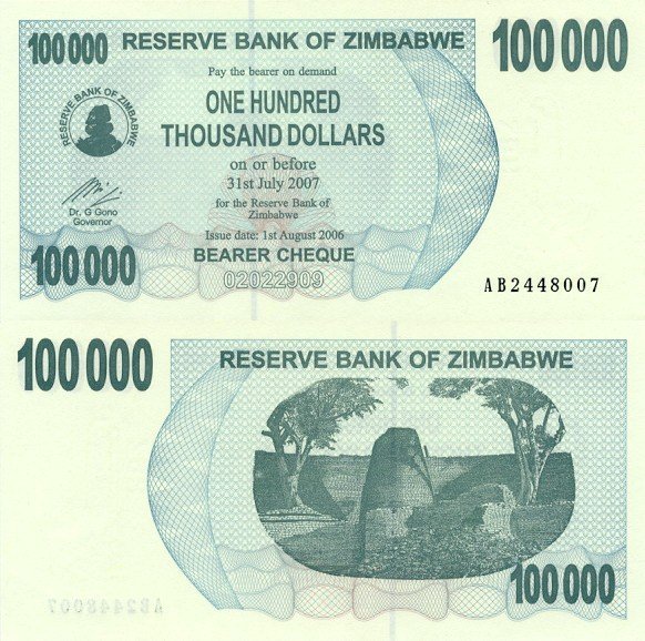 100 000 dolárov Zimbabwe 2006