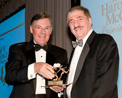At a ceremony at the New York City Library last fall, Neag Professor for Gifted Education and Talent Development Joseph Renzulli (right) is presented with the prestigious McGraw Prize in Education by Terry McGraw III, president and CEO of the McGraw Hill Publishing Company.
