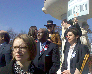 Rea Carey at March 9 Health Care for America Now rally