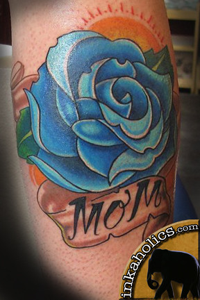Design Blue Rose Tattoos at Foot Design Blue Rose Tattoos at Foot