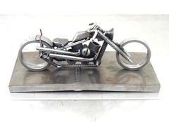 Metal Harley Panhead  sculpture