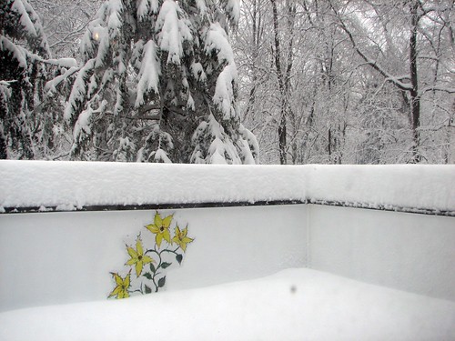deck mural peeks out of the snow