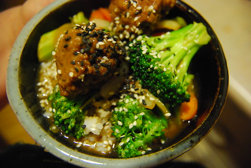 Sweet and sour meatball with stir fry