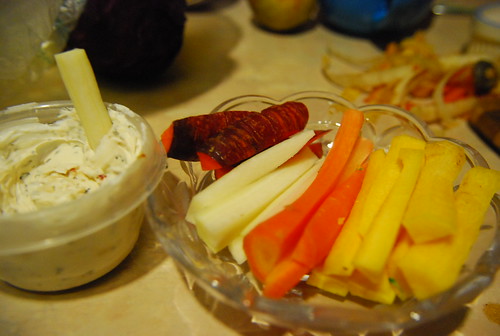 Goat "cheese" and rainbow carrots