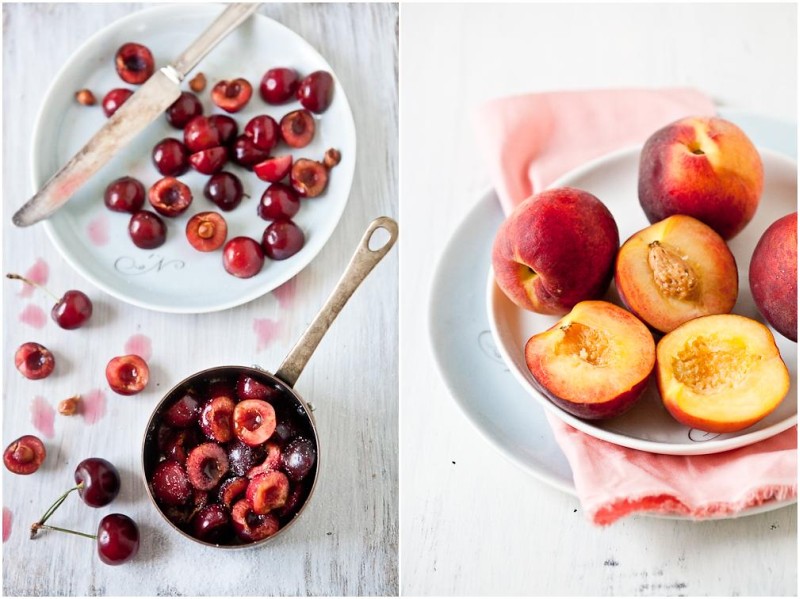 Poached Cherries & Grilled Peaches