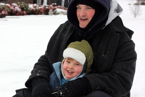 Daddy and Baby Sledding