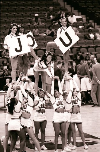 Cheerleaders. Stetson Hatters Basketball team vs JU team.