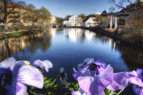 Uppsala. Flores en el puente.