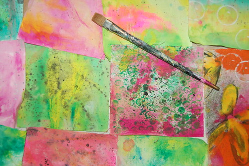 Green and Pink painted fabric (Photo by iHanna - Hanna Andersson)