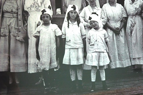 Photo of red cross girls, wall of the Pioneer's home, 4th floor, Anchorage, Alaska, USA by Wonderlane