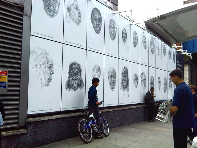 Stunning billboard portraits by artist Dryden Goodwin at Southwark Station, 
