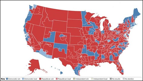 2010 Election results by district, House of Representatives, Washington Post graphic
